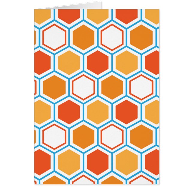 Hexágono en naranja, azul y blanco (Frente)