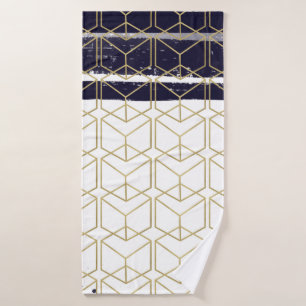 Hexágono Moderno Azul Marino Dorado Glam Geométric