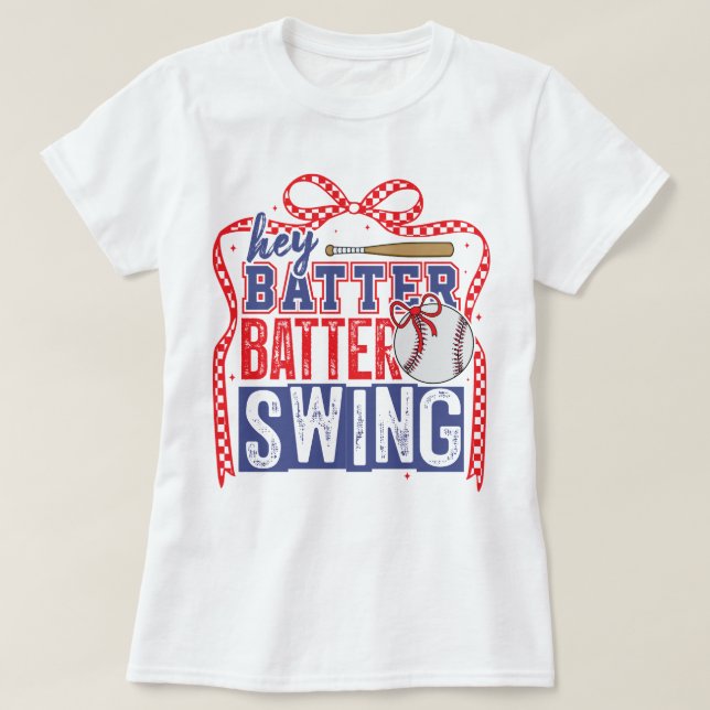 Hey Batter Batter Swing Camiseta de béisbol Idea d (Diseño del anverso)
