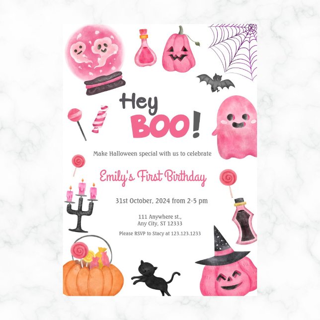 Hey Boo Diversión Cute Invitación de la Primera Fi (Subido por el creador)