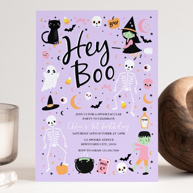 Hey Boo Halloween 1er cumpleaños Invitación (Subido por el creador)