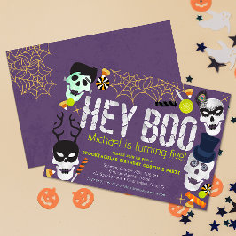 Hey Boo Halloween Costume Invitación de cumpleaños