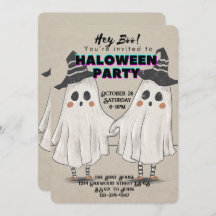 Hey Boo Halloween linda invitación para los niños