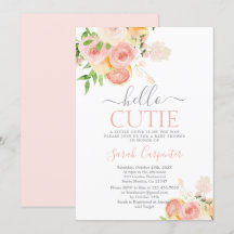 Hey Cutie Citrus Invitación Chica Baby Shower