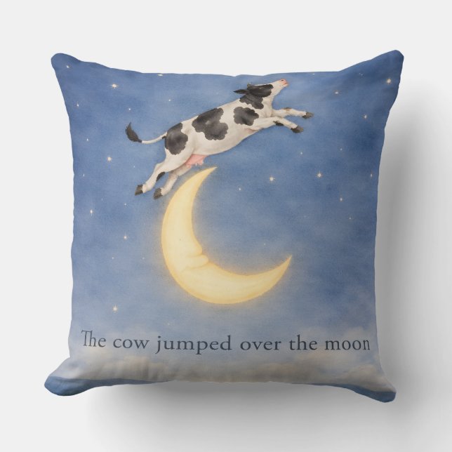 Hey Diddle Diddle Vaca Sobre la Luna Almohada (Anverso)