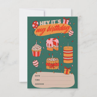 Hey, es mi cumpleaños, invitación de cumpleaños