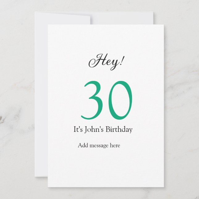 Hey it's 30th birthday green black bold letter nam (Anverso)