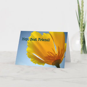 ¡Hey Mejor Amigo! tarjetas Flor de Amapola Naranja