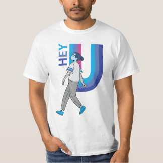 Hey U" Declaración Minimalista Camiseta
