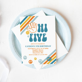 Hi Five Retro Boy 5ª Invitación de Cumpleaños