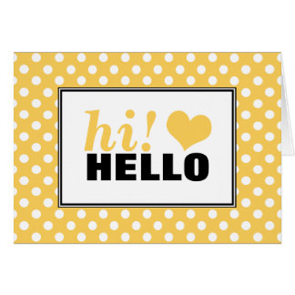 hi HELLO Polka Dot tarjeta de saludo de corazón am