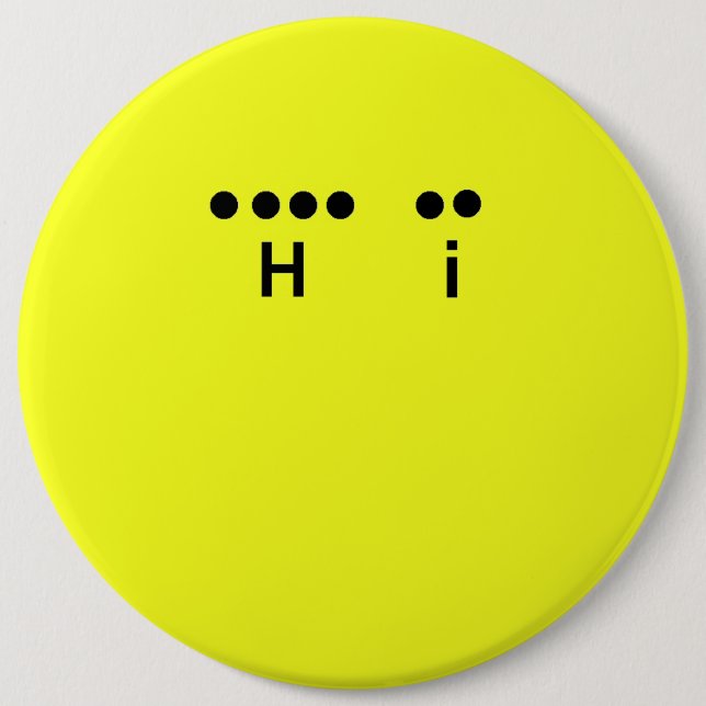 "Hi" Morse Code Gran botón Amarillo (Anverso)