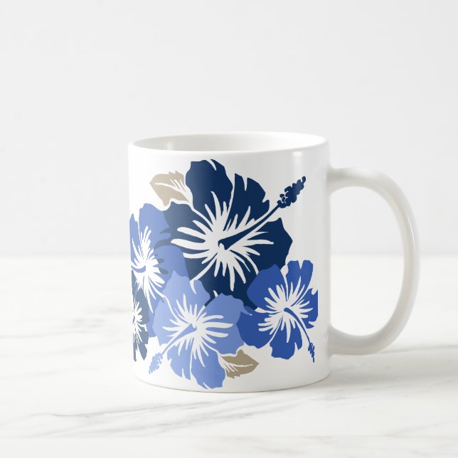 "Hibisco épico" en taza azul (Derecha)