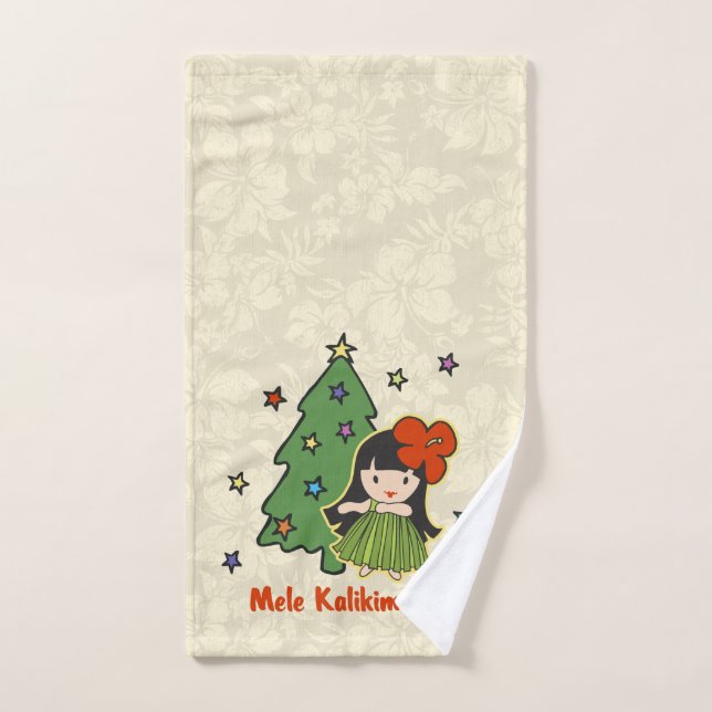 Hibisco hawaiano del chica de Hula del navidad de (Toalla de mano)