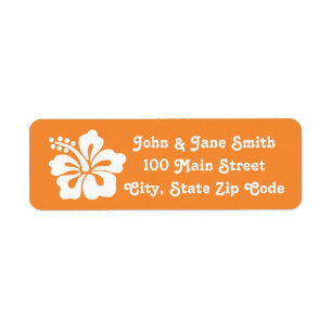 Hibisco tropical en etiqueta anaranjada del remite