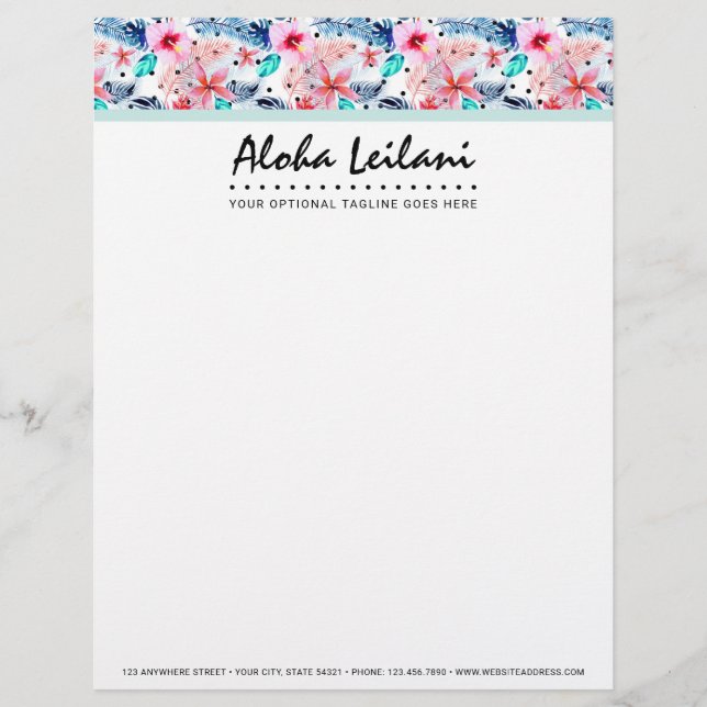 Hibisco Tropical Hawaiano y Acuarela de Hoja de Pa (Anverso)