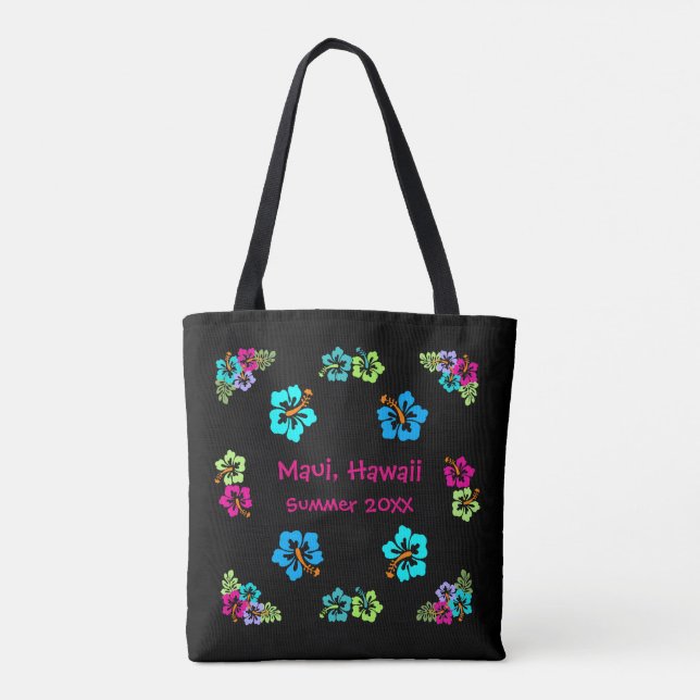 Hibisco Tropical Negro - Bolsa tote (Reverso)
