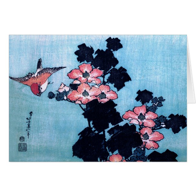Hibisco y gorrión, Hokusai (Anverso (Horizontal))