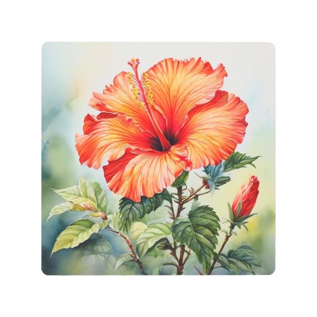 Hibiscus 2 de 3 arte mural Metalizado (Anverso)
