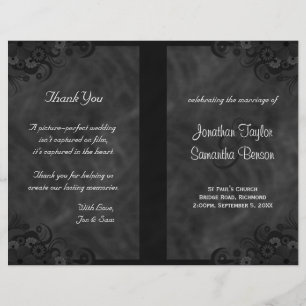Hibiscus Black Floral Gótico Programas de Boda Dob