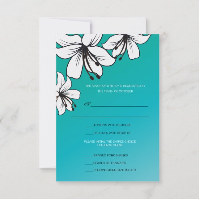 Hibiscus blanco - tarjetas rsvp (Anverso)