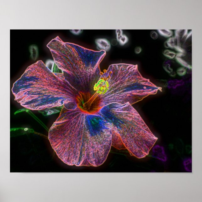 Hibiscus Eléctrico Resumen Flor Arte (Frente)