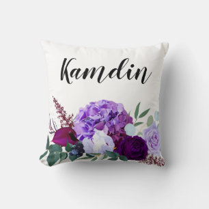 Hibiscus personalizado en lavanda de almohada blan