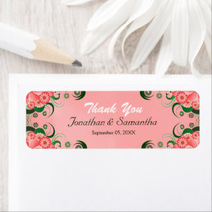 Hibiscus Pink Floral Wedding Favorece las etiqueta