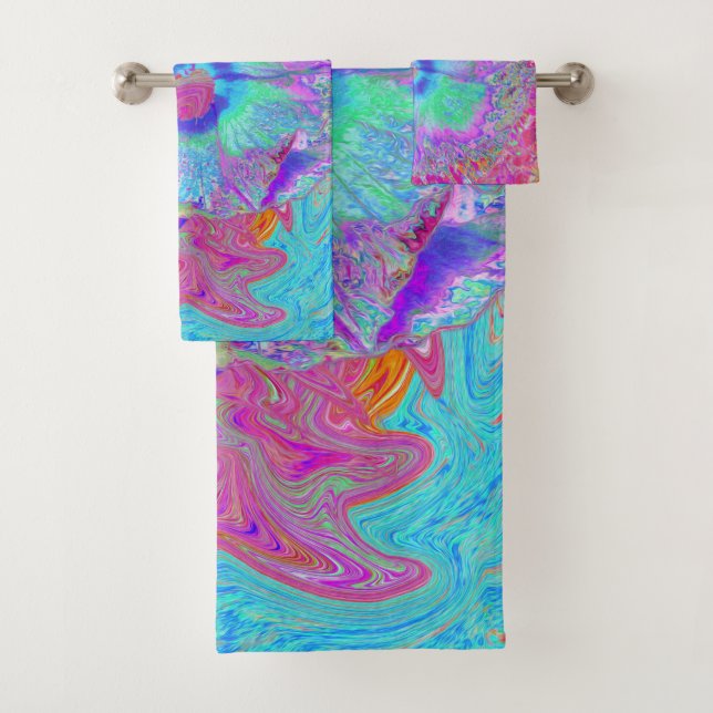 Hibiscus psicodélico retro arcoiris azul (In situ)