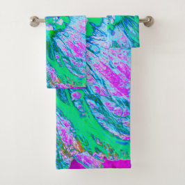 Hibiscus psicodélico retro verde y rosa caliente