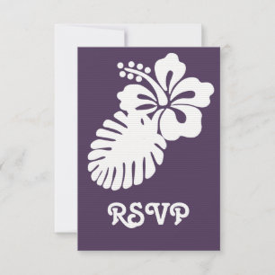 Hibiscus tropical en la tarjeta RSVP púrpura