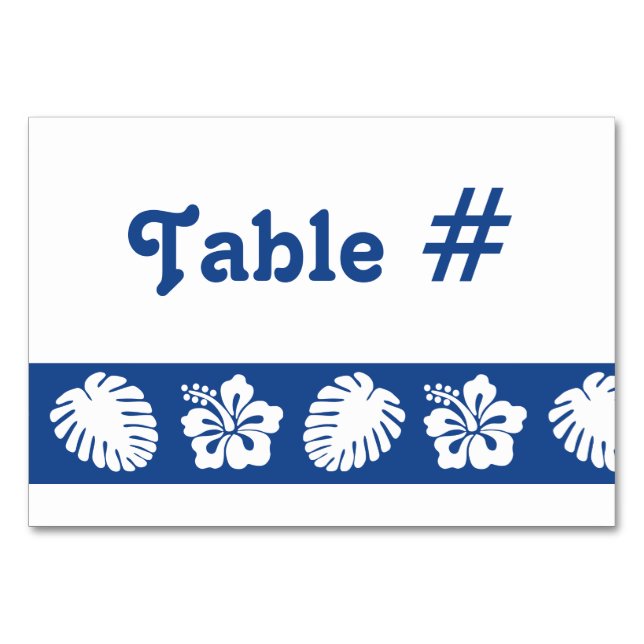 Hibiscus tropical en tarjeta de mesa azul (Anverso)