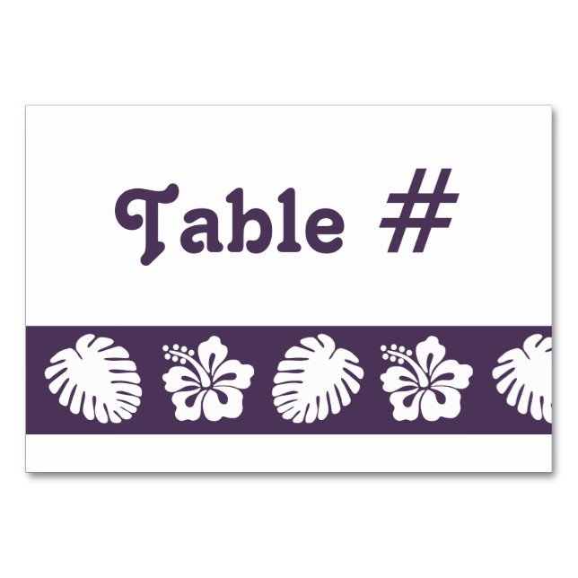 Hibiscus tropical en tarjeta de mesa morada (Anverso)
