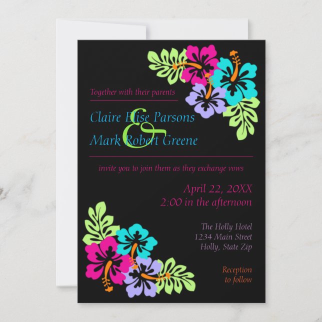 Hibiscus tropical - Invitación a la boda las 5 hor (Anverso)