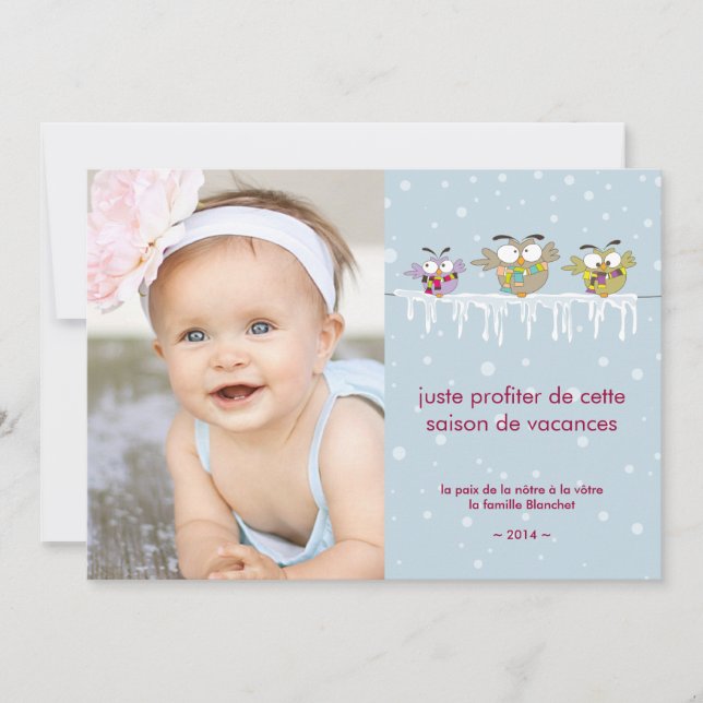 Hiboux Chilling carte de photo de vacances (Anverso)