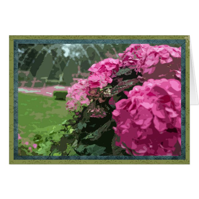 Hidraneas rosas en el jardín formal (Anverso (Horizontal))