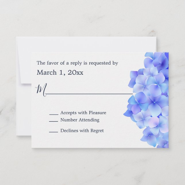 Hidrangea azul acuarela RSVP (Anverso)