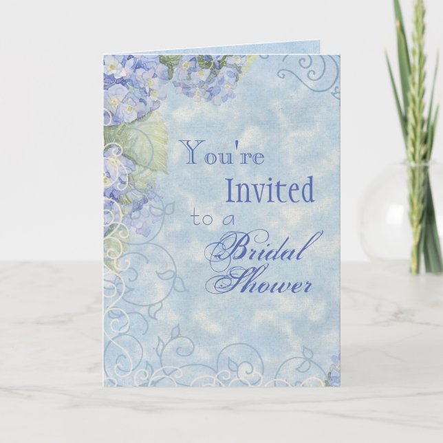 Hidrangea azul, Boda Invitación a ducha de novia (Anverso)