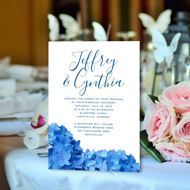 Hidrangea Azul Invitación a la boda casual simple (Subido por el creador)