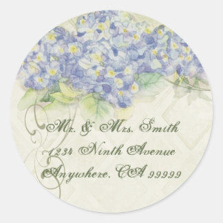 Hidrangea azul vintage - Pegatinas de sellos Bodas