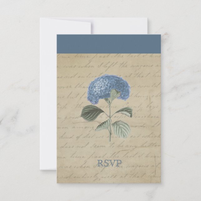 Hidrangea azul vintage RSVP personalizada (Anverso)