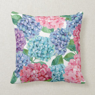 Hidrangea pintada a mano Blooms almohada floral