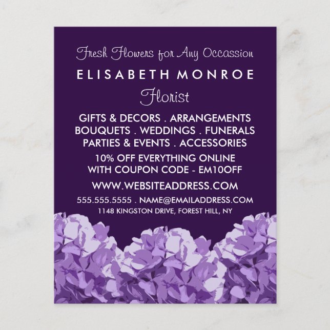 Hidrangea Púrpura, Publicidad de Floristry (Frente)