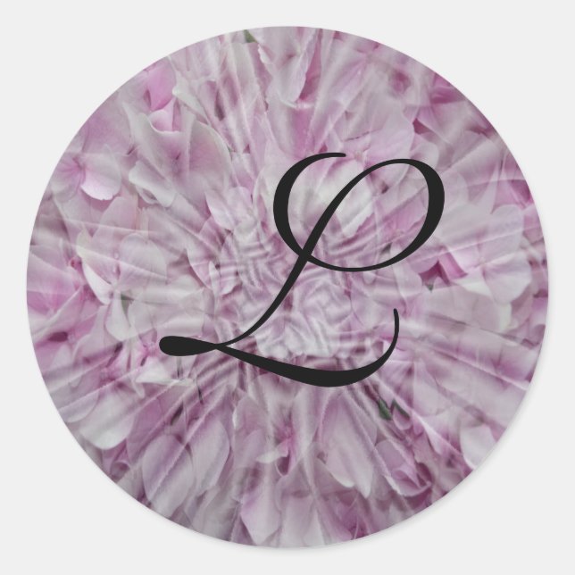 Hidrangea rosa Monograma Sellos para sobres (Anverso)