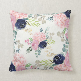 Hidrangea rosa Rubor, almohada floral azul marina