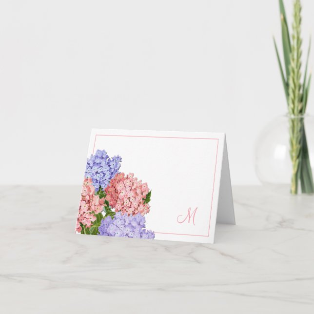 Hidrangea Vintage Monograma Púrpura Rosa (Anverso)