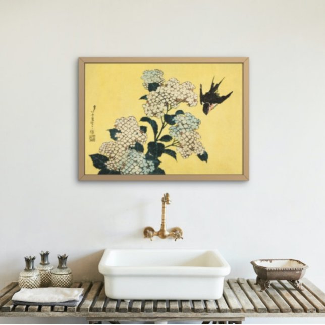 Hidrangea Y Tragar Arte Japonés Vintage (Subido por el creador)