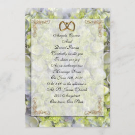Hidrangeas y encaje de la invitación a la boda