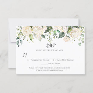 Hidrangeasas blancas acuarela y Rosas verde RSVP