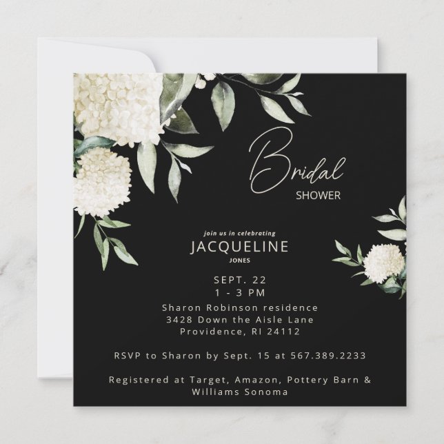 Hidrángulos blancos de la plaza negra Ducha de nov (Anverso)